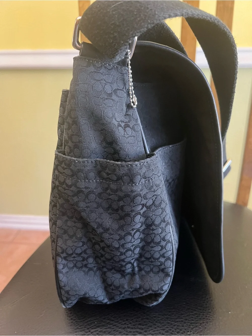 Coach Black Signature Hudson Messenger with Adjustable Strap